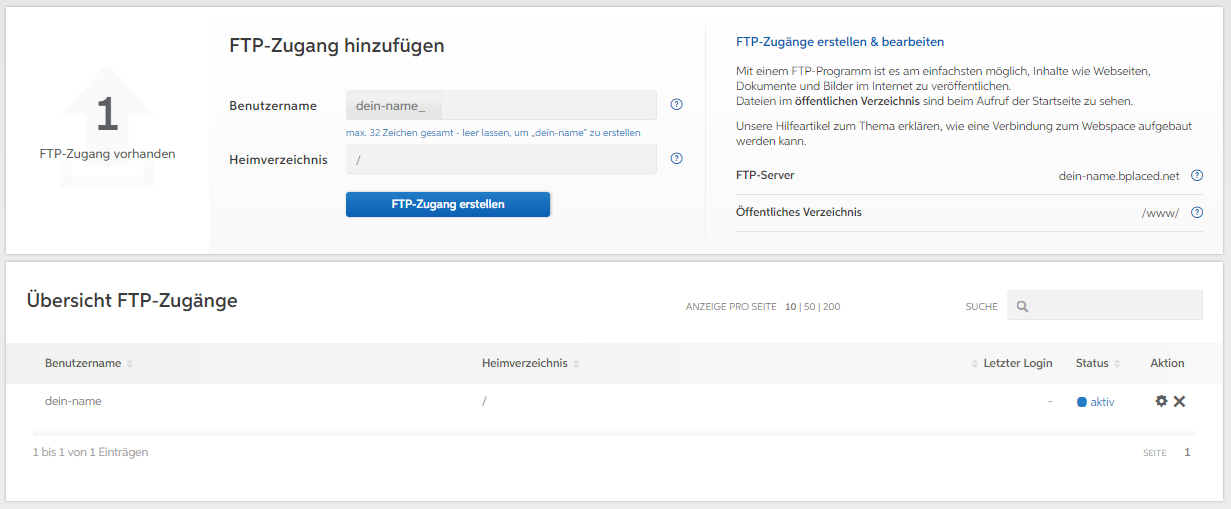 FTP-Verwaltung bei my.bplaced.net